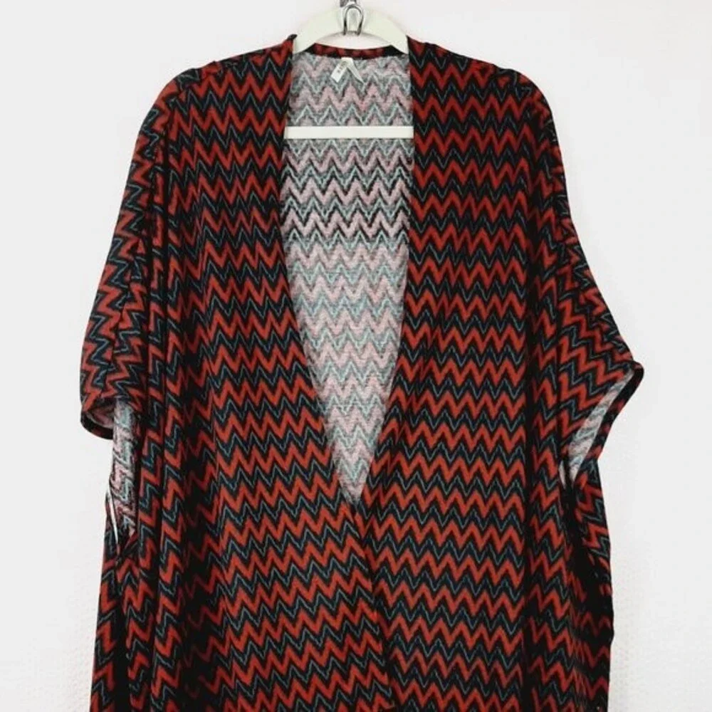 Roper Western Women Fringe Poncho Outwear with Chevron Print Red Size XL